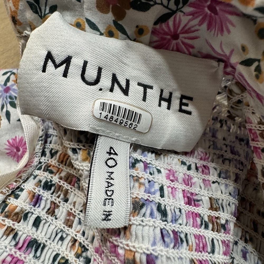 MUNTHE Long‎ Sleeve Mini Babydoll Dress Size 8 Silk Cotton Blend - Picture 12 of 16